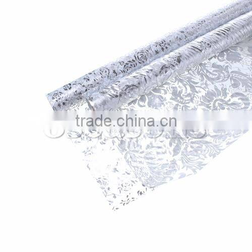 Organza Jewelry Gift Flower Wrapping Transparent Silvery At Random Pattern 48cm,1Roll