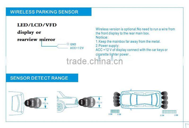 1 Year Guarantee VFD reverse rearview mirror car parking sensor