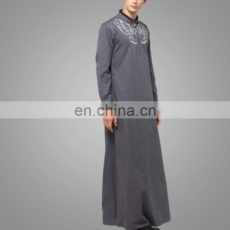 2016Modern Apparel islamic Clothing Man Grey Thobe Muslim Thobe For Man