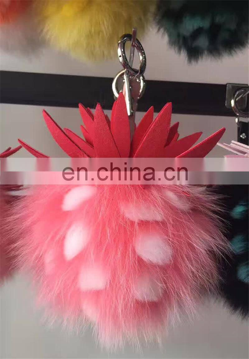 2017 Newest Style Fox Fur Ball Keychain, Pineapple Fur Keychain Pom Pom Bag Pendant