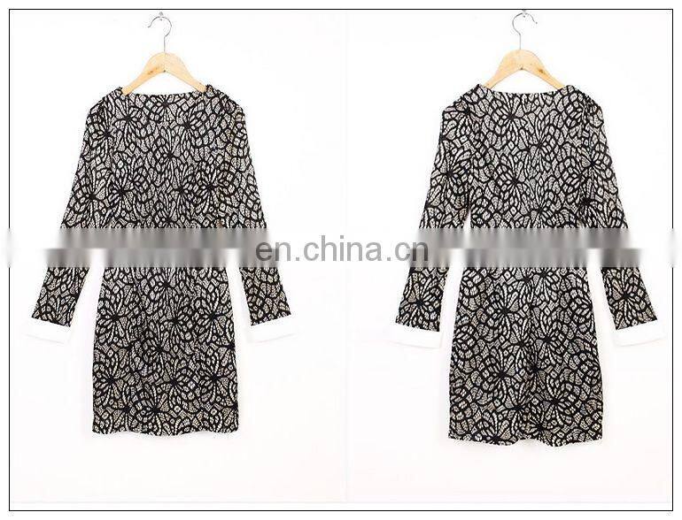 High quality ladies black lace bodycon dress, long sleeve lace dress wholesale