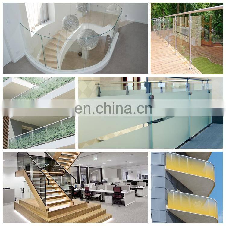 High quality modern design frameless tempered glass interior railing decorative safety toughened glass balustrade