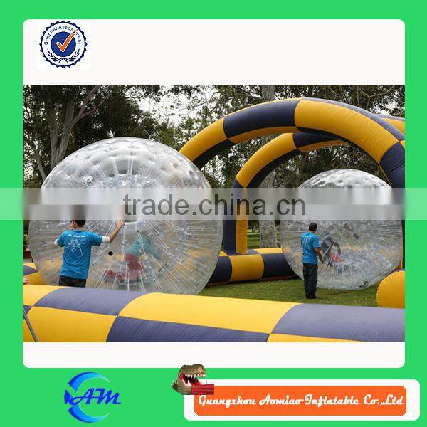 Red color and green color grass zorb ball for sale