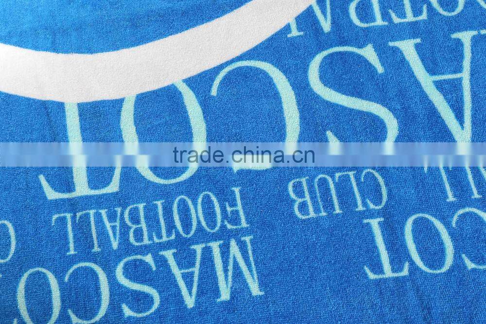 China towel manufactory pure cotton velour reactive printed custom label beach towel