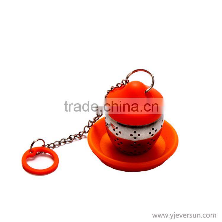 Cute Silicone Stainless Steel Leaf Tea Strainer Teaspoon Infuser Spice Filter