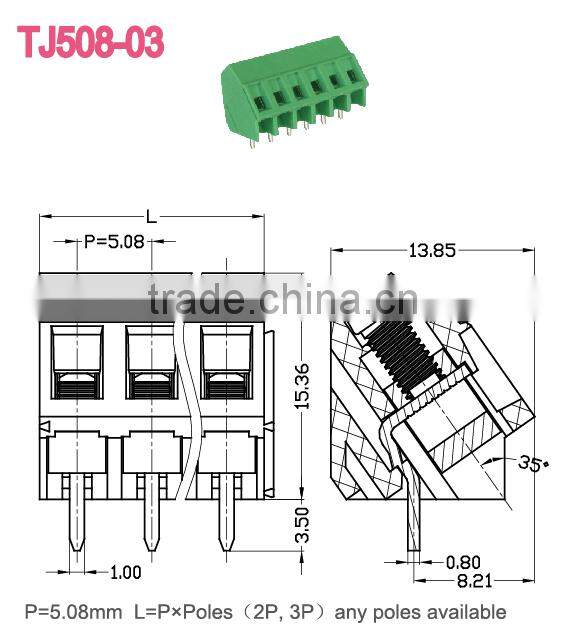 brass wire terminal connectors 10A screw terminal block 5.08mm