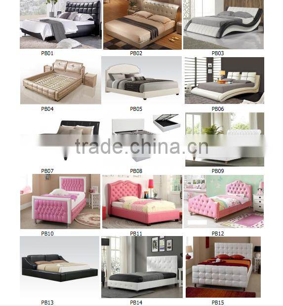 Modern Style Hot Sale Leather Bed Wood Double Bed Designs With Box