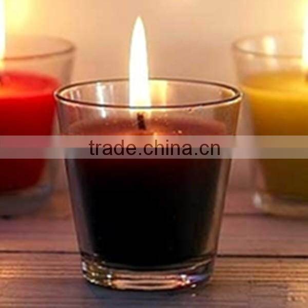 Hand made clear glass cone tealight candle holder with different color candles