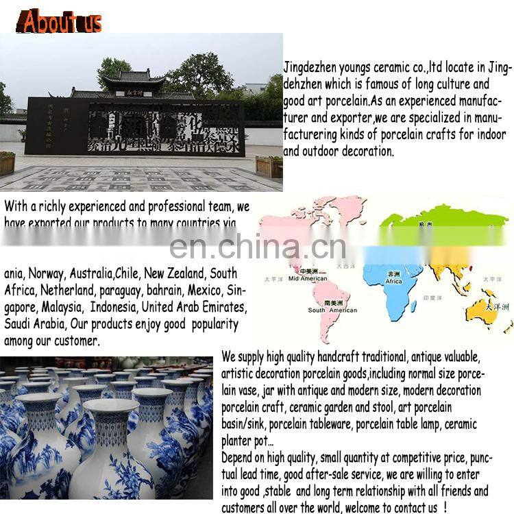 Blue and white landscape Shang ceramic flower floor vase for living room decoration