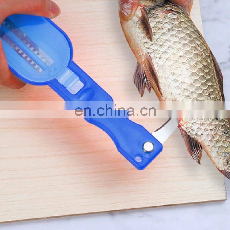Plastic Fishing Scale Brush Built-in Fish Cutter Fish Skin Brush Scraping Fast Remove Fish Knife Cleaning Scaler Scraper