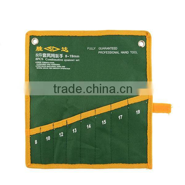 Portable Folding Roll Up Tool Bag 8 Pocket Green Polyester Spanner Plier Wrench Storage Tool Roll Pouch
