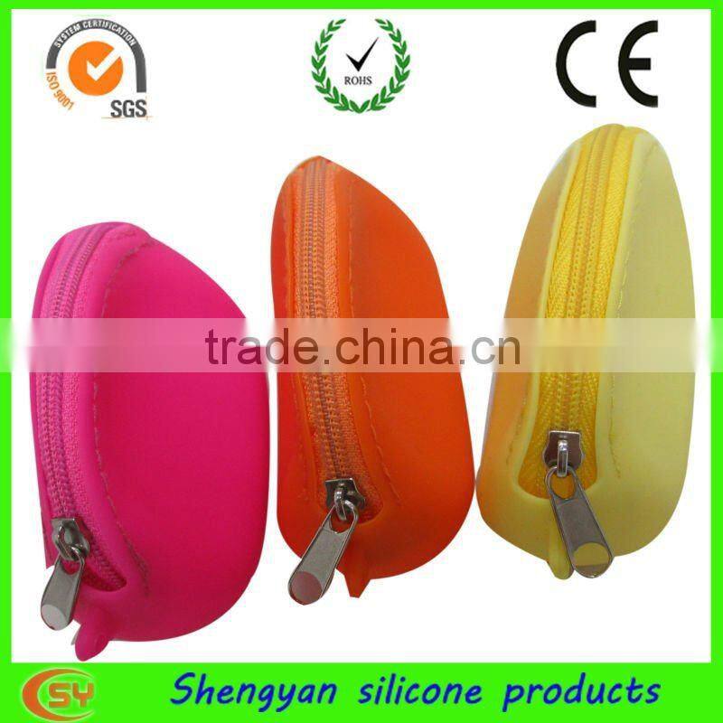 Hot sell pink silicone rubber change purse/silicone coin purse for chrismas gift