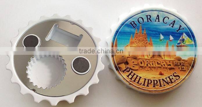 Custom printed magnetic beer bottle opener fridge magnet tin opener