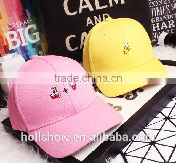 2016 Newest Fashion Simple Fresh Fruit Embroidery Men Women Curve Brim Plain Baseball Caps