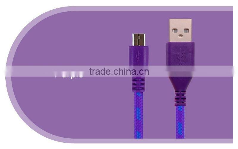 HOT 1M/2M/3M Nylon Fabric Braided Micro Data Sync USB Cable