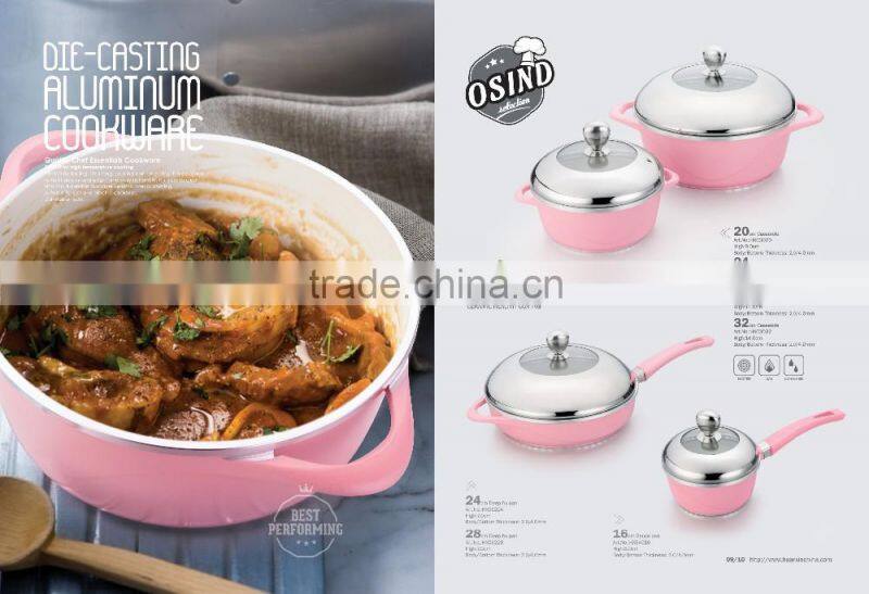 die-casting aluminum non-stick pink casserole