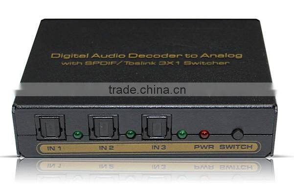SPDIF/Toslink Digital Audio Decoder Switch, 3x1-Updated Version with Best Quality