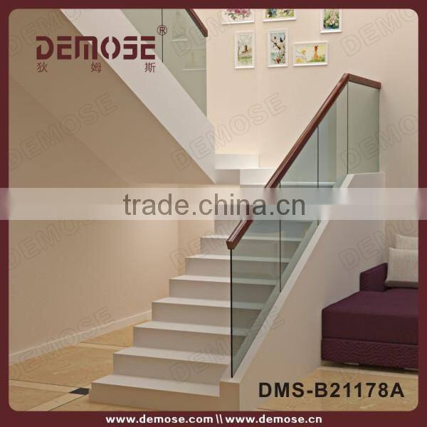 high quality wood and glass stair railing
