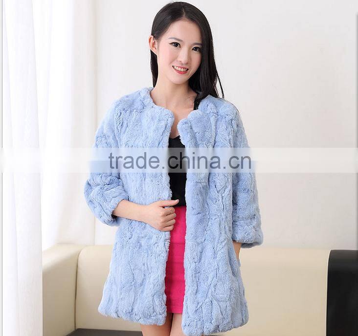 Lady's Rex Rabbit Jacket / Sex White Real Rex Rabbit Fur Coat