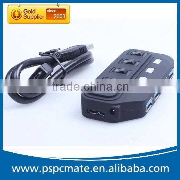 Super Speed USB 3.0 Hub 4 Port with Power Cable USB Type A to Micro 3.0 B Cable