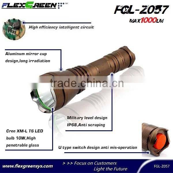 rechargeable 10w xml T6 led torch