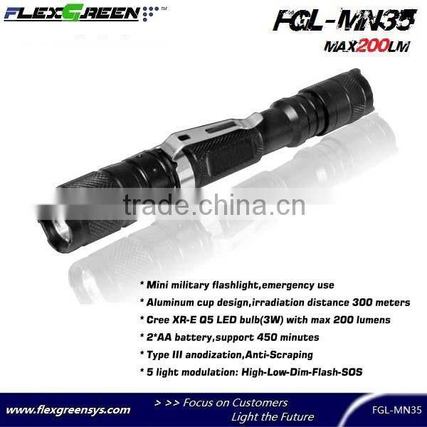 2xAA battery clip Q5 mini pen flashlight