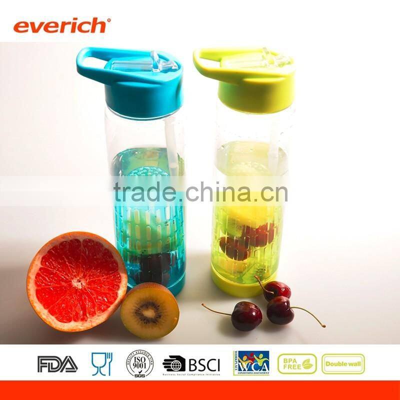 700ml Single wall AS fruit infuser insulated plastic tritan water bottle