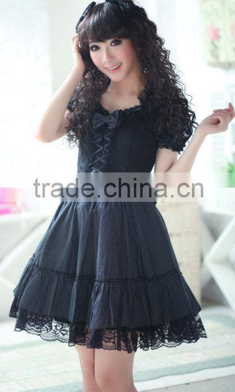Glp 2013 Goethe lolita solid color ribbon ruffle decoration 81118 one-piece dress