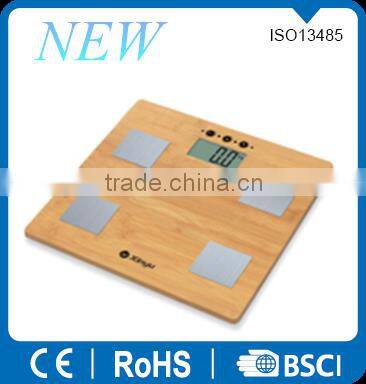 Latest Top Quality nature bamboo platform Body Fat Analysis Scale 330lbs Capacity