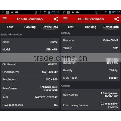 Utime U6 4GB Green, 4.0 inch 3G Android 4.2 Smart Phone, MTK6572 1.0GHz Dual Core, RAM: 512MB, Dual SIM, WCDMA & GSM Network