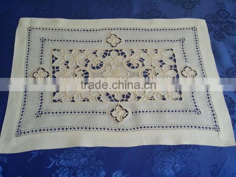Vintage hand embroidered tray cloth