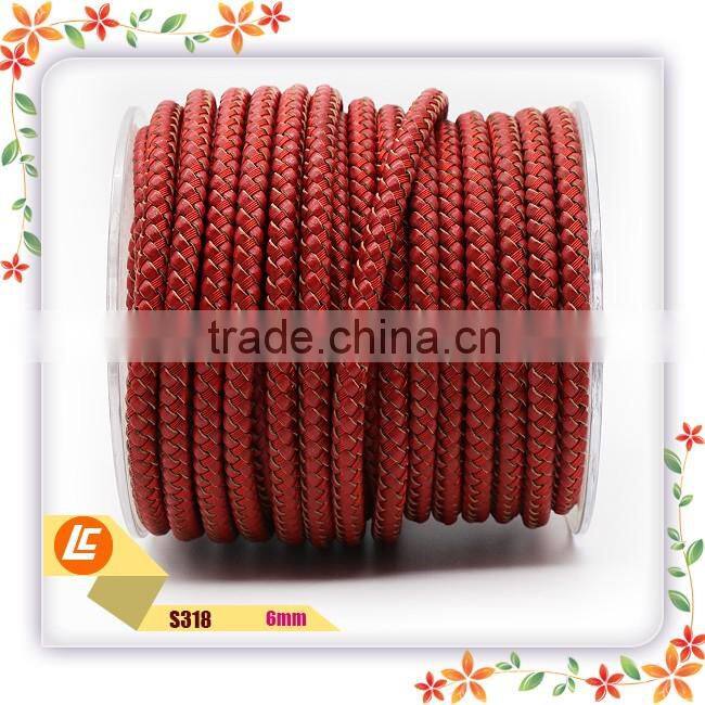 2016 trendy 5.5 mm diameter stainless steel leather string rope for jewelries