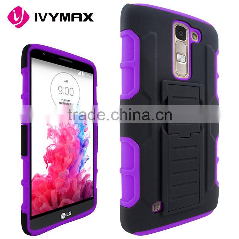 IVYMAX Factory Wholesale Smartphones Case Cover Heavy Duty Combo Stand Box Belt Clip Holster For LG K7/Tribute 5