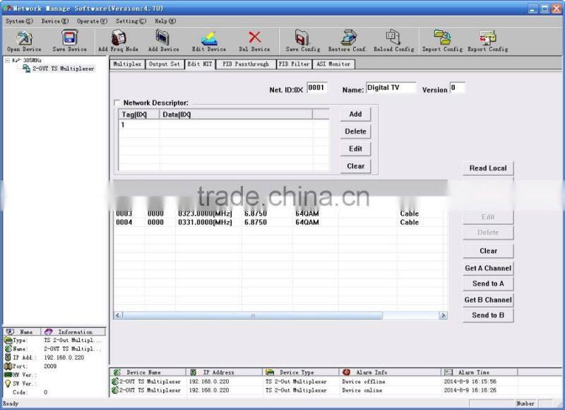 SC-2102 2-OUT TS Video Multiplexer-8 channel input and 4 channel output