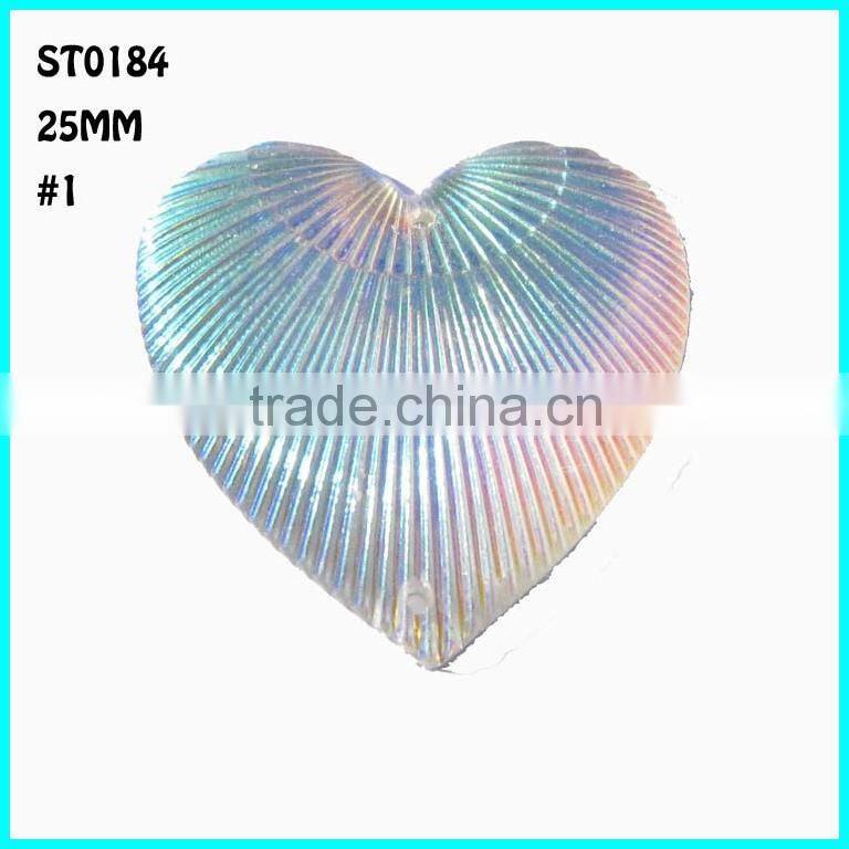 Garment Loose Rhinestone Beads ,25mm Heart Sew On Rhinestone ,Resin Rhinestone