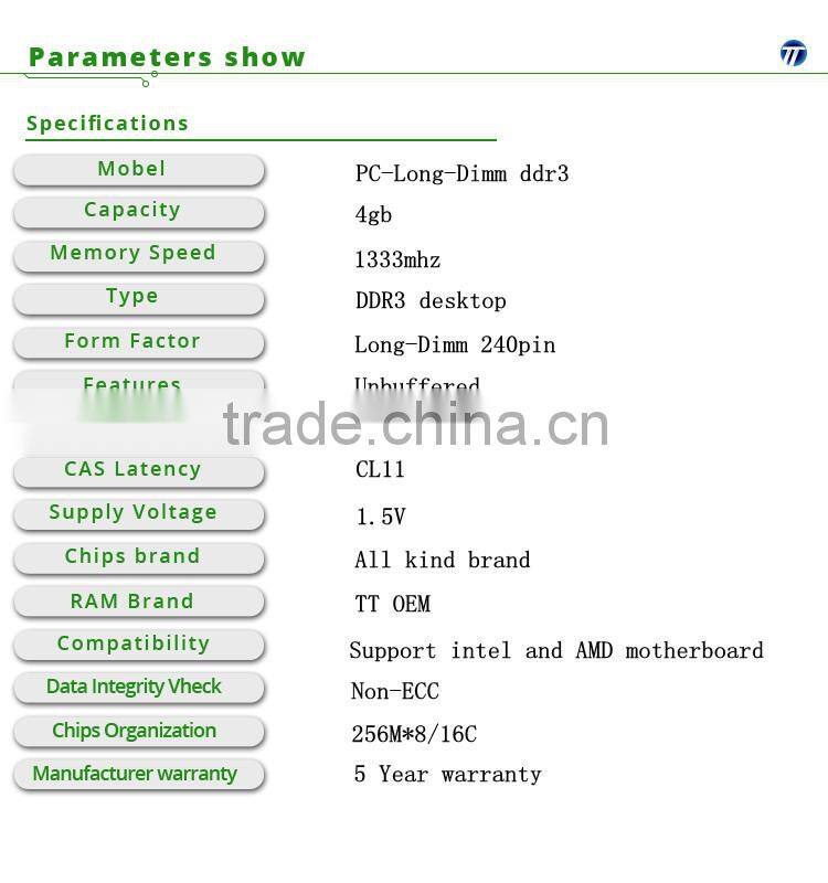 ETT original chips ram memory ddr3 4gb longdimm