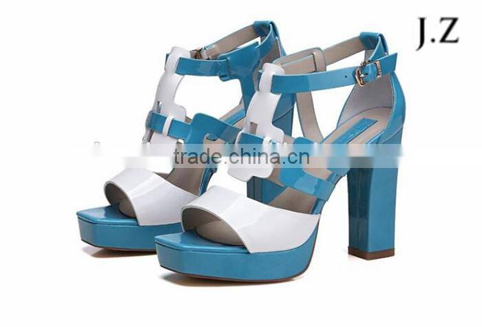 YX01 flocking high heel 2cm platforms patent pu upper sandals shoes, wedding sandal, Roman sandal for girls