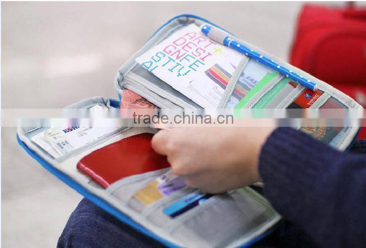 Blue Nylon Travel Organizer Passport Document Holder Card Holder