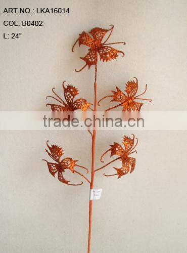 new High quality glitter butterfly branch christmas spray for christmas decorations