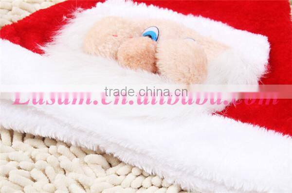 Santa claus hat,luxury christmas plush santa hat,flannelette santa hat