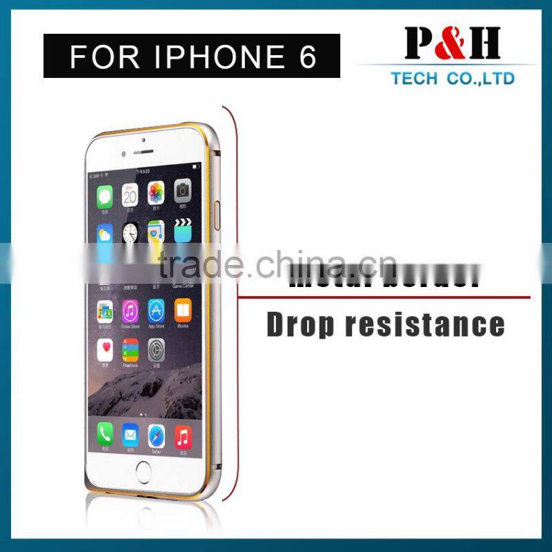For iPhone 6 Leather Back Case Cover+Luxury Metal Frame Bumper for iphone 6 4.7',case for iphone 6