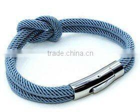 wholesale 2014 fashion stainless steel bracelets cotton knot rope bracelet nautical jewelry