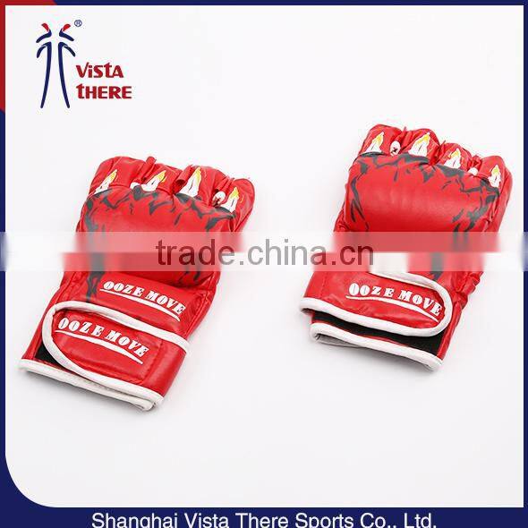 Fingerless Leather Spots Fitness Free Mma Fight kickboxing Glove