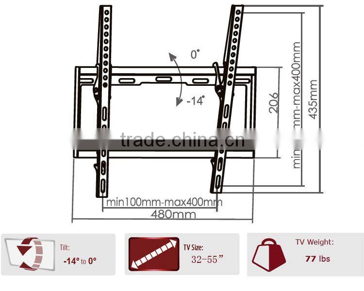Ultra slim vesa 400 wall mount for LCD LED flat panel screen
