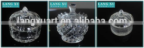 customized small decorative glass triangle candy jars with lids