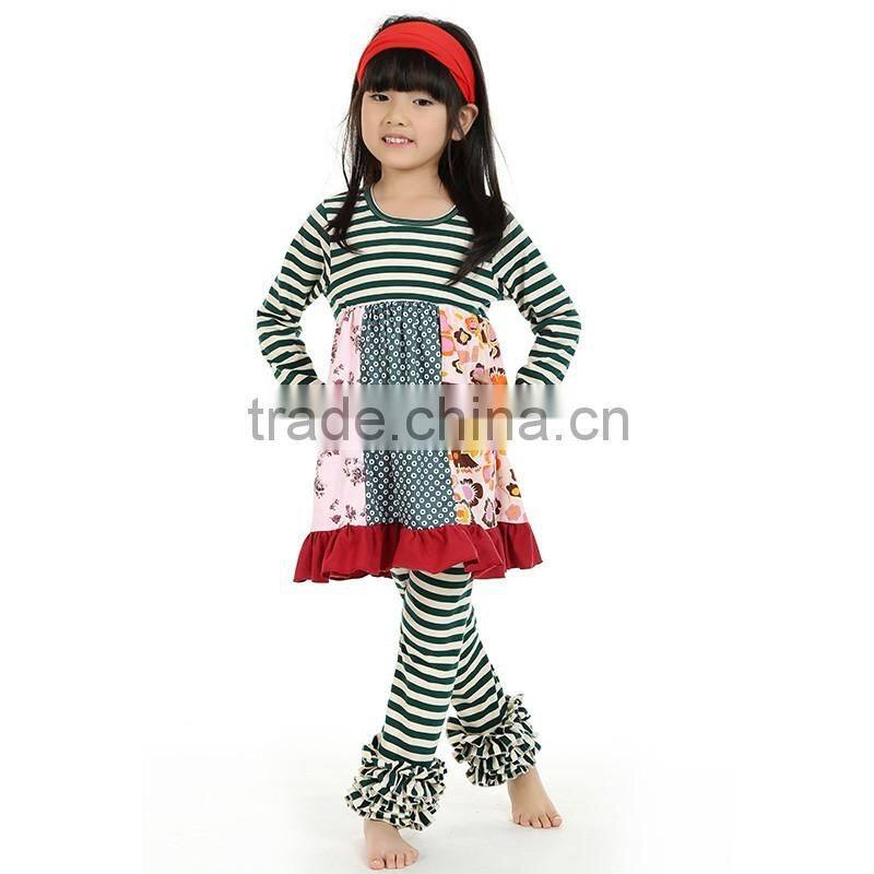 2016 kaiya summer kids girls zebra half sleeve t-shirt and pant sets