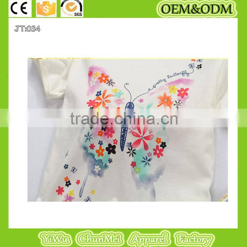 Butterfly Print s shirt kids s shirt children's clothes White t-shirt kids t shirt printing