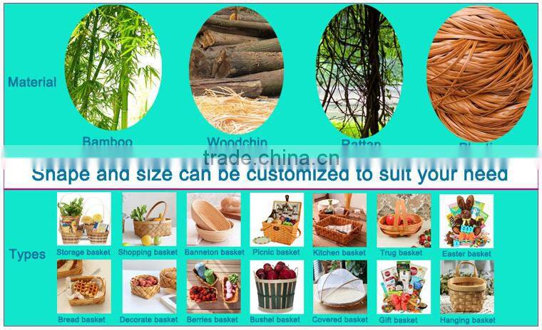 Natural rattan woven fruits picnic basket with cover