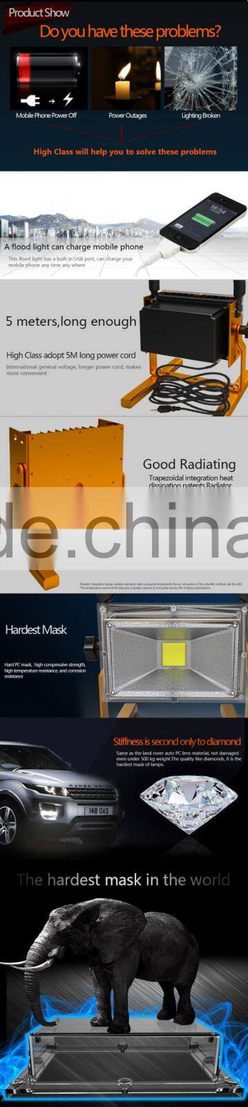 Outdoor Portable 30W 40W 50W Emergency IP65 Outdoor Waterproof LED Flood Light Work Lamp Lighting