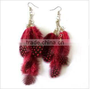 Wholesale Long Dangle Earrings With Spot Feather